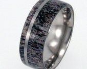 Deer Antler Titanium Ring with Pinstripe - Hunters