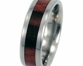 Titanium  Ring with Macassar Ebony Wood Inlay - jer-006