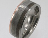 Meteorite Ironwood Copper and Titanium Ring