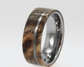 Mens Tungsten Wedding Bands / Tungsten Rings / Wood Wedding Ring with Tungsten Pinstripe / Exotic Hard Wood - New1011 WP