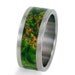 Titanium Ring with Green Box Elder Burl Wood Inlay - Wedding Band - jer-010