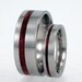 Elegant Redwood Pinstripe Inlaid into Titanium Wedding Band - Waterproof