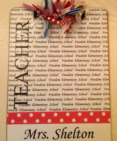 Teacher Clipboard Personalized With School Name and School Colors