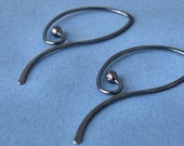 Oxidized Black Hoop Earrings or Ear Wires, Sterling Silver Handmade Jewelry Findings - Elfin Swoops