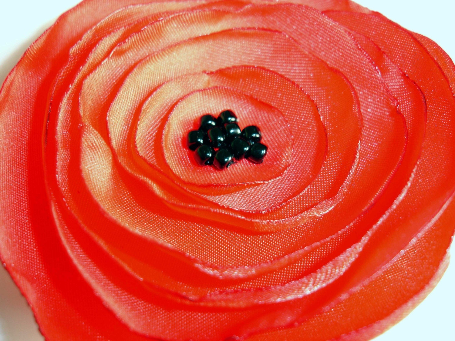 Pretty Red Poppy Fabric Flower Corsage - Hand Made