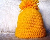 Crochet Hat - for 6 to 12 month Infant - Bright Yellow