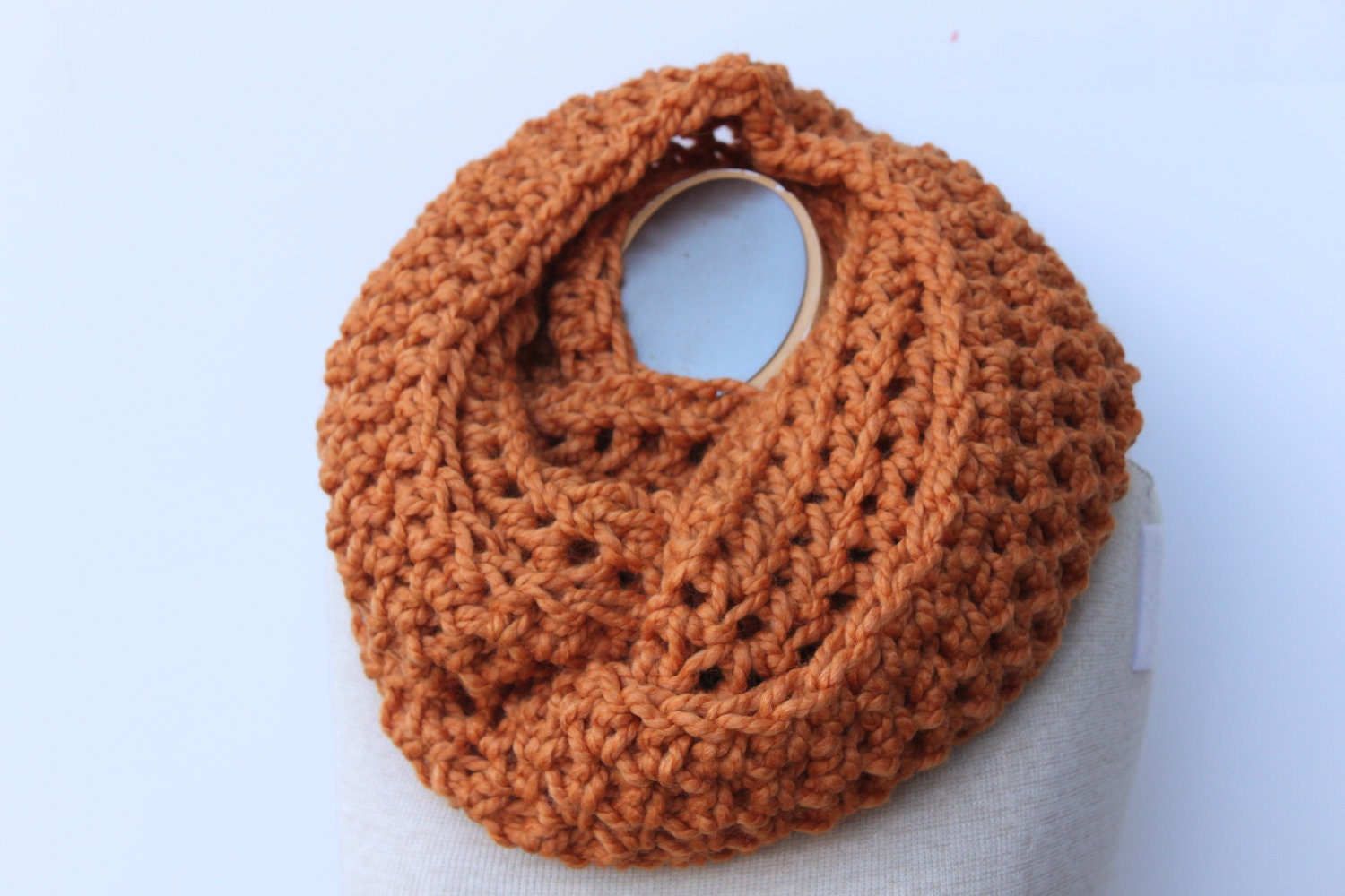 Chunky Infinity Scarf or Snood in Apricot - Made to Order