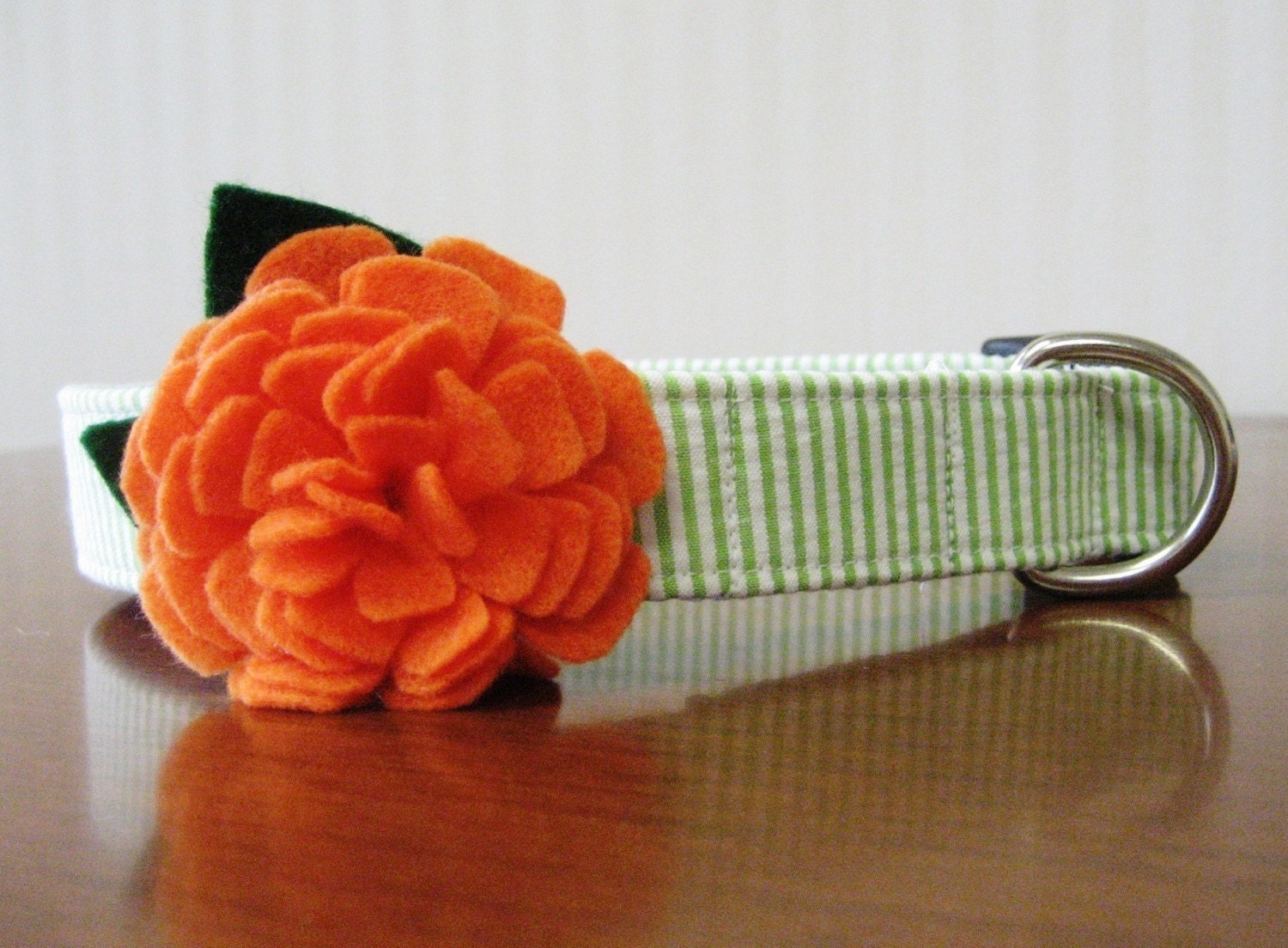 Flower Dog Collar - Seersucker Zinnia