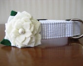 Flower Dog Collar - Seersucker Gardenia