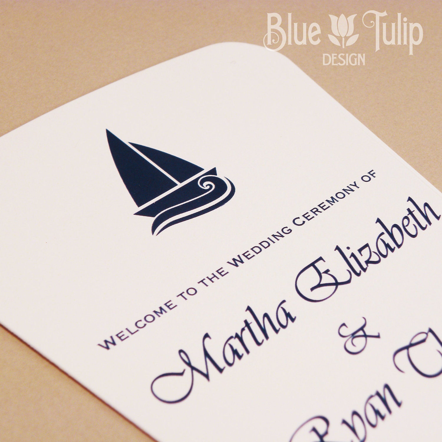 Preppy Sailboat Nautical Wedding Fan Program