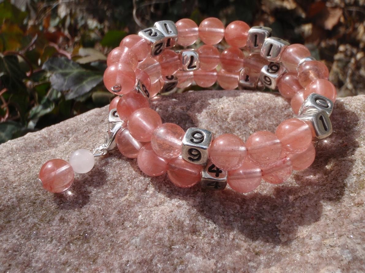 Pink cherry Rose Quartz 8mm Nursing Bracelet breastfeeding feeding water reminder