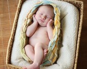 Macaroni Picnic Whimsical chunky Merino Wool Cocoon- Blue, Green, Yellow, Brown Infant Newborn Photography Prop- Egg, Bowl, Hammock
