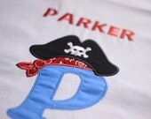 Pirate Hat Monogrammed Toddler Boy Applique Shirt