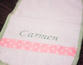 New Baby Girl Gingham Monogrammed Applique Burp Cloth
