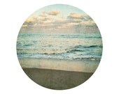 Fine Art Photography Print - Round Home Decor Beach Photograph - Pale Blue and Green Tones - Yearning No. 1599