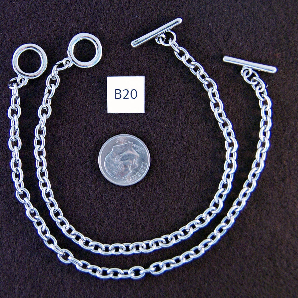 Toggle Bracelets B20 Two Silver-tone Small Oval Link Toggle Bracelets