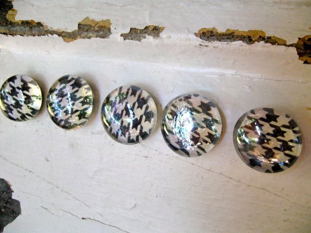 Houndstooth Black and White Marble Magnet 5pc Set