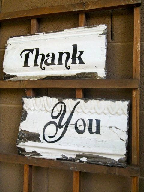 Wedding Thank You Sign Set made with Antique Ceiling Tin