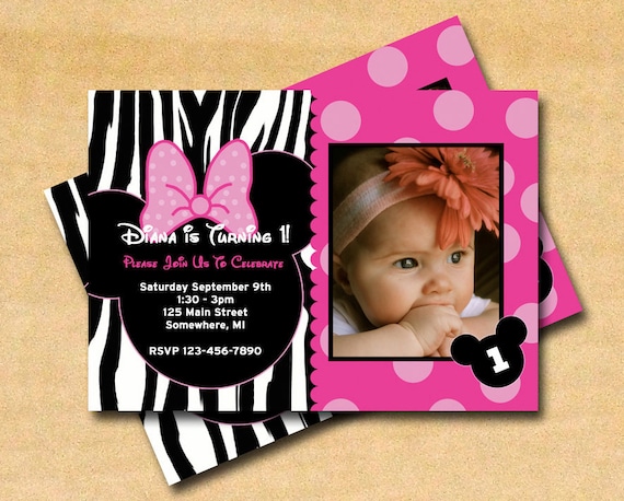 Personalized Minnie Mouse Birthday Card - Digital File