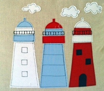 Nautical Lighthouse Cushion cover in natural linen