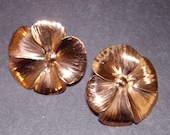 vintage Stuart Nye copper pansy pierced earrings