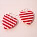 vintage nautical red and white striped heart earrings with silver anchors