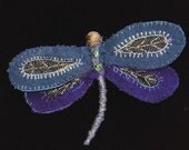 Dragonfly brooch - Teal and purple