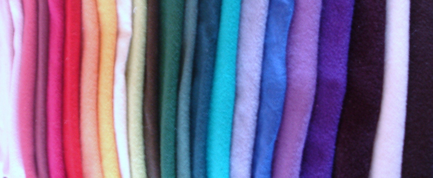Felted wool - 9 x 9 inch squares -  choose 6 colors