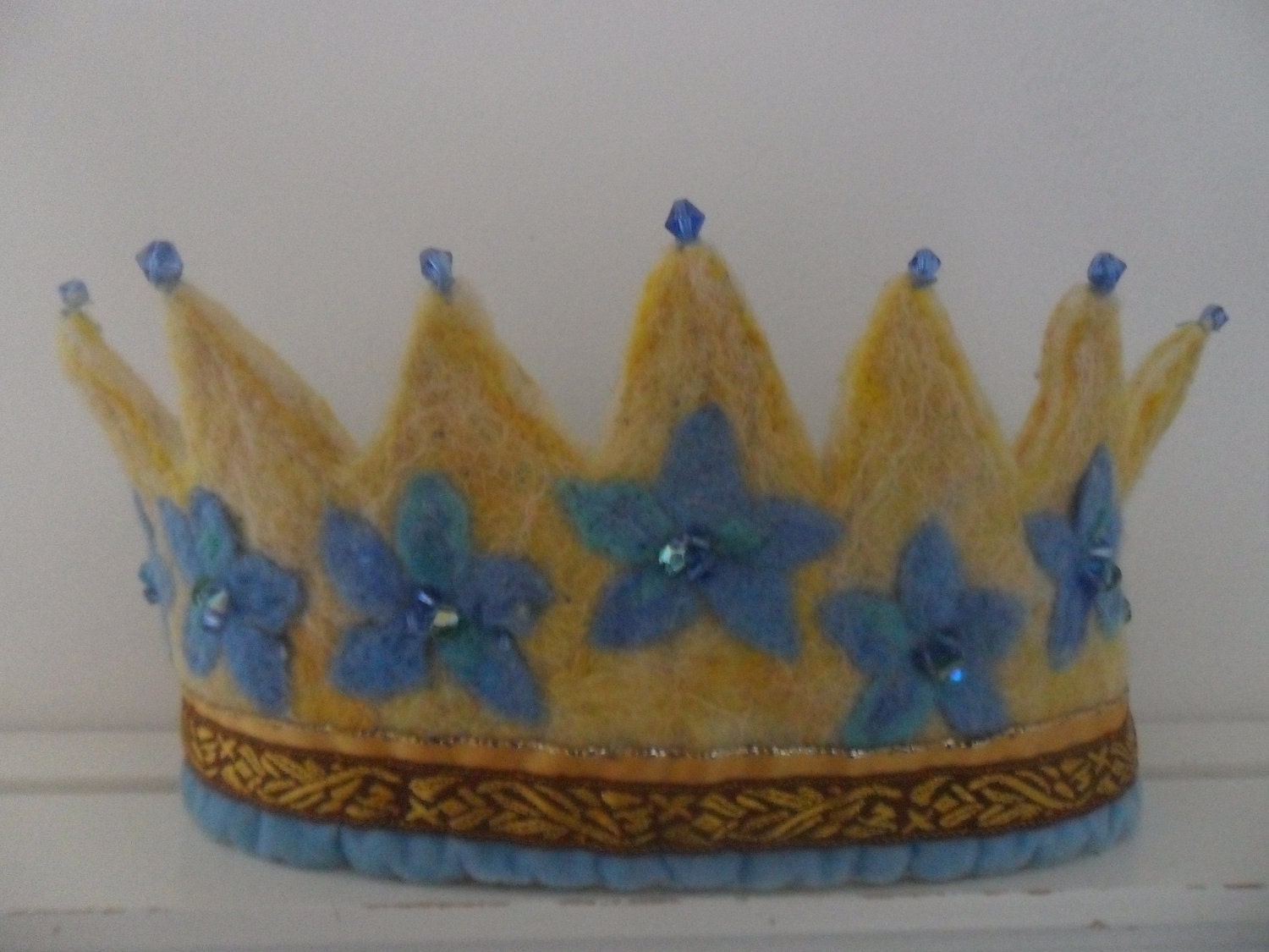 Yellow and Blue Flower Waldorf crown
