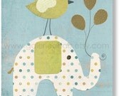 Baby decor nursery, kids art, baby nursery, kids room decor, boy room, kids elephant, Bird Balloons, A Special Day 8x10 print from Paris