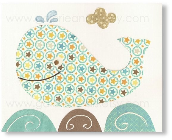 Nursery print, childrens art print, kids room decor, nursery whale, kids whale, Dancing Whale 8x10 print from Paris by GalerieAnais