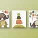 Nursery art prints, baby boy nursery, nursery wall art, personalized, turtle, elephant, balloon, bird, Balloons set of three 8x10 in. prints