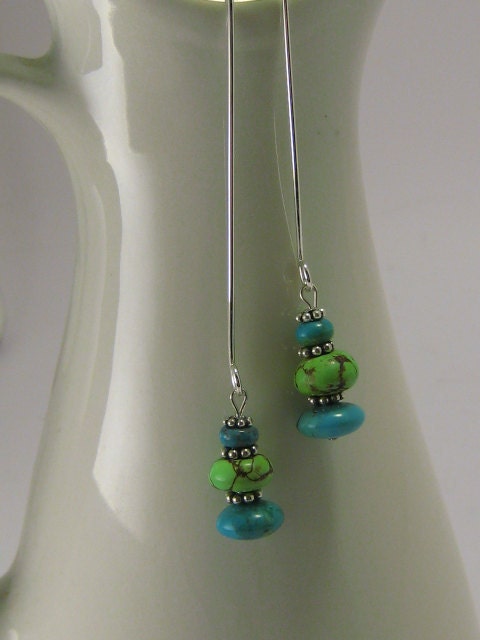 Modern Southwestern Turquoise Sterling Earring Dangles