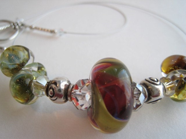 Statement Sterling Lampwork Glass Choker KALEIDOSCOPE COLOR