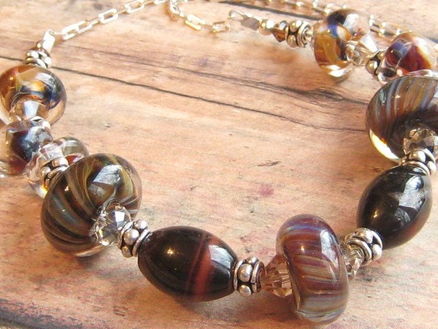 Statement Piece Choker Amber Stone,  Sterling Choker Cocoa Amber, Berry, Sage, Ocean Beaded Choker KALEIDOSCOPE OF COLOR