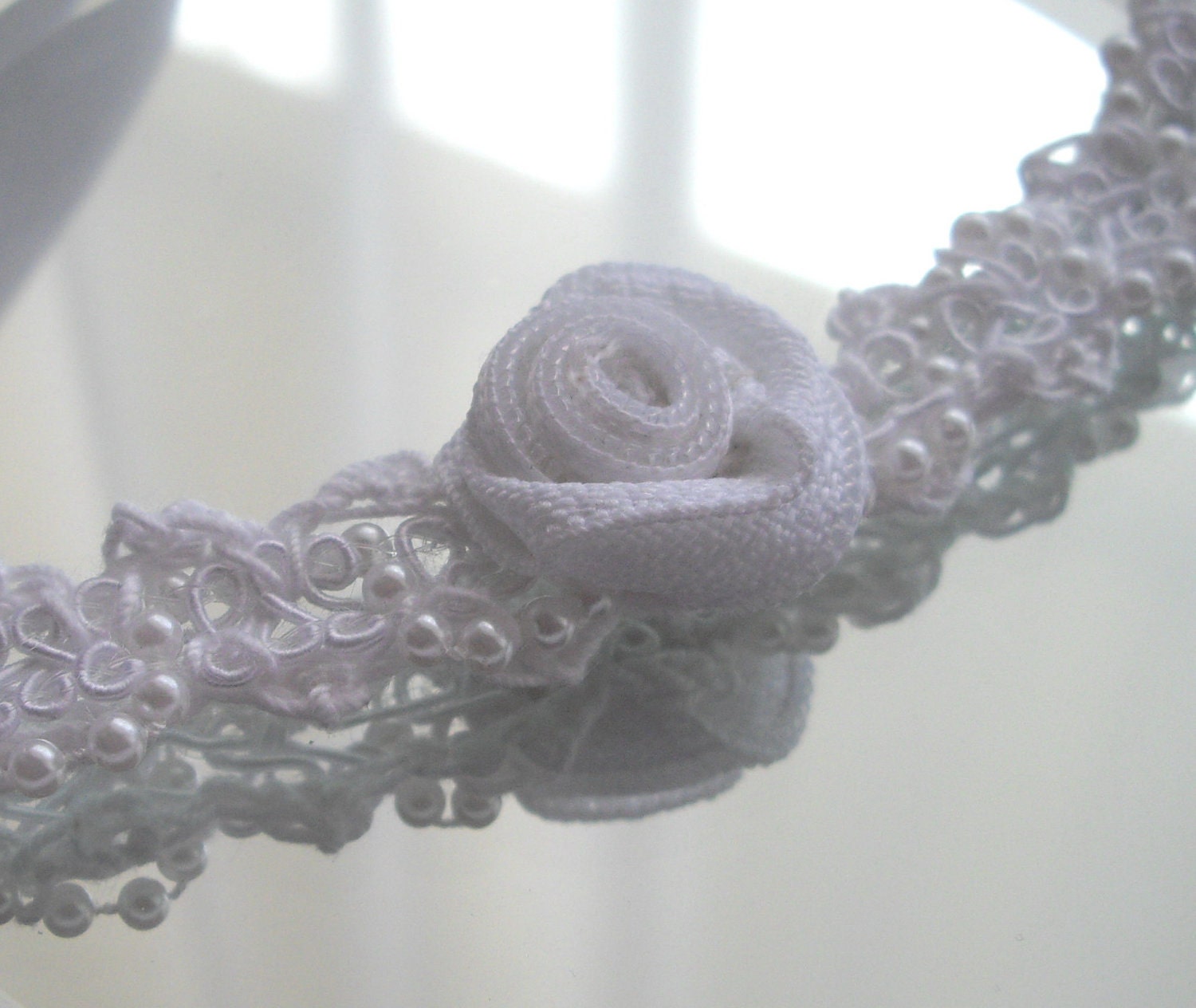 White Wedding Thread Crochet Necklace Adjustable Handmade