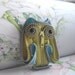 woodland Owl Yellow And Blue Zipper Brooch Wearable Art Home Decor Handmade
