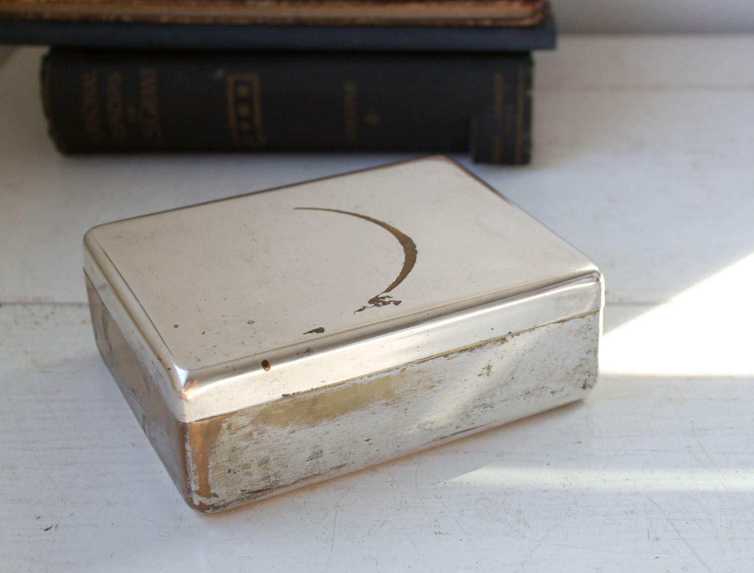 RESERVED vintage 1930s Art Deco cigarette box. Silverplate, cedar lining. Possibly Union Air Terminal, Calif. Christmas in July