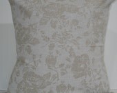 New 18x18 inch Designer Handmade Pillow Cases in white floral on natural