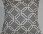 New 18x18 inch Designer Handmade Pillow Cases. Grey and white link pattern.