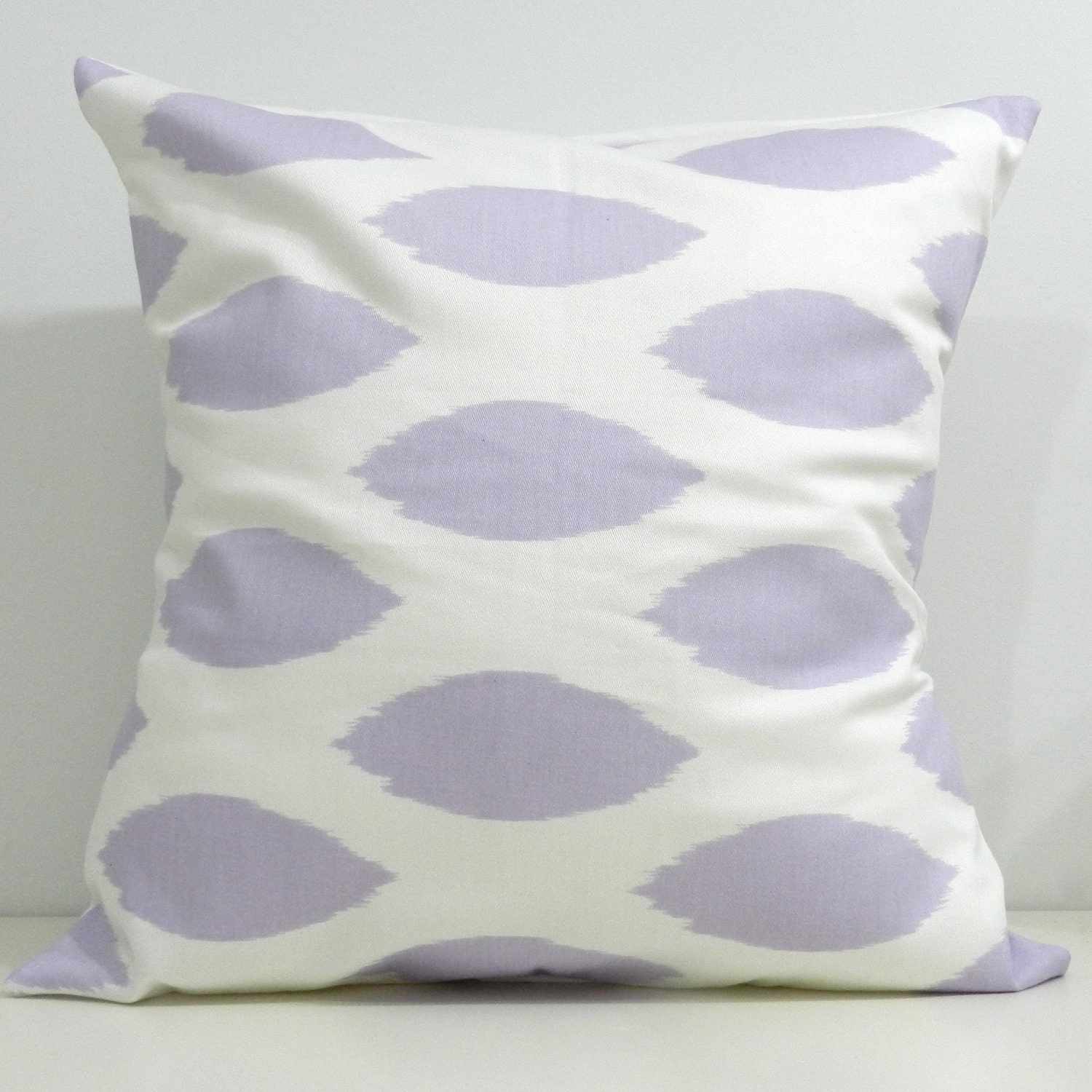 New 18x18 inch Designer Handmade Pillow Cases in lavender ikat