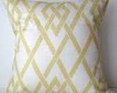 New 18x18 inch Designer Handmade Pillow Case in yellow and white lattice