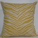 New 18x18 inch Designer Handmade Pillow Case in Zebra print in corn yellow and linen color fabric.