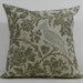 New 18x18 inch Designer Handmade Pillow Case in kelp with dusty blue bird