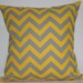 New 18x18 inch Designer Handmade Pillow Case. Corn yellow and grey chrvron zig zag pattern.
