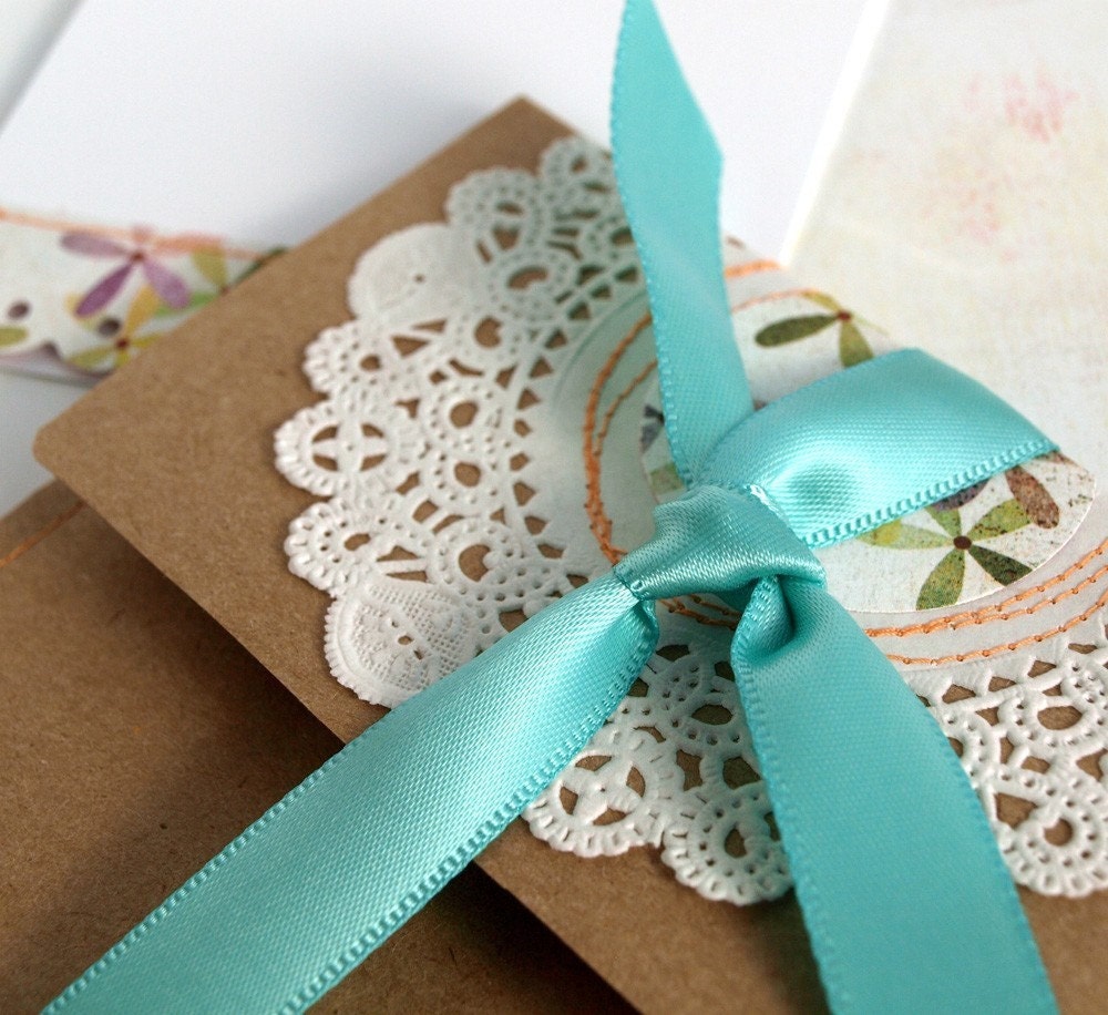 Note Set - handmade envelope and notecard - Salutation Set