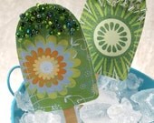 Popsicles - Paper Popsicle Accents in lime green  - loaded with sprinkles