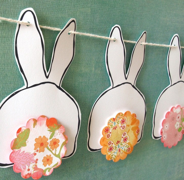 Bunny Butts Bunting - pink and yellow tails