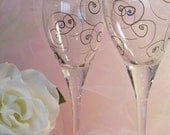 elegant Bride and Groom wine glasses with Swarovski crystals - choose your colors
