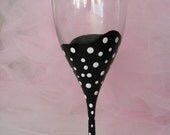 black and white polka dot birthday or bridesmaid wine glass  - can be personalized